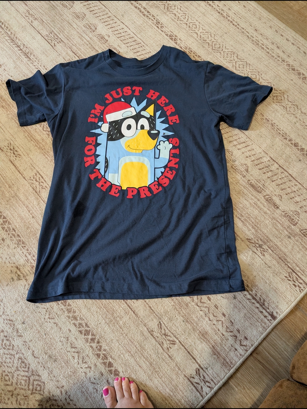Navy Blue Graphic Tee with Holiday Bluey Design